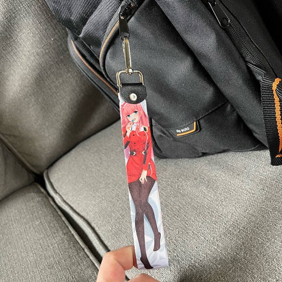 Handmade High Quality Zero Two Anime Wristlet Lanyard Keychain - Picture 4 of 7